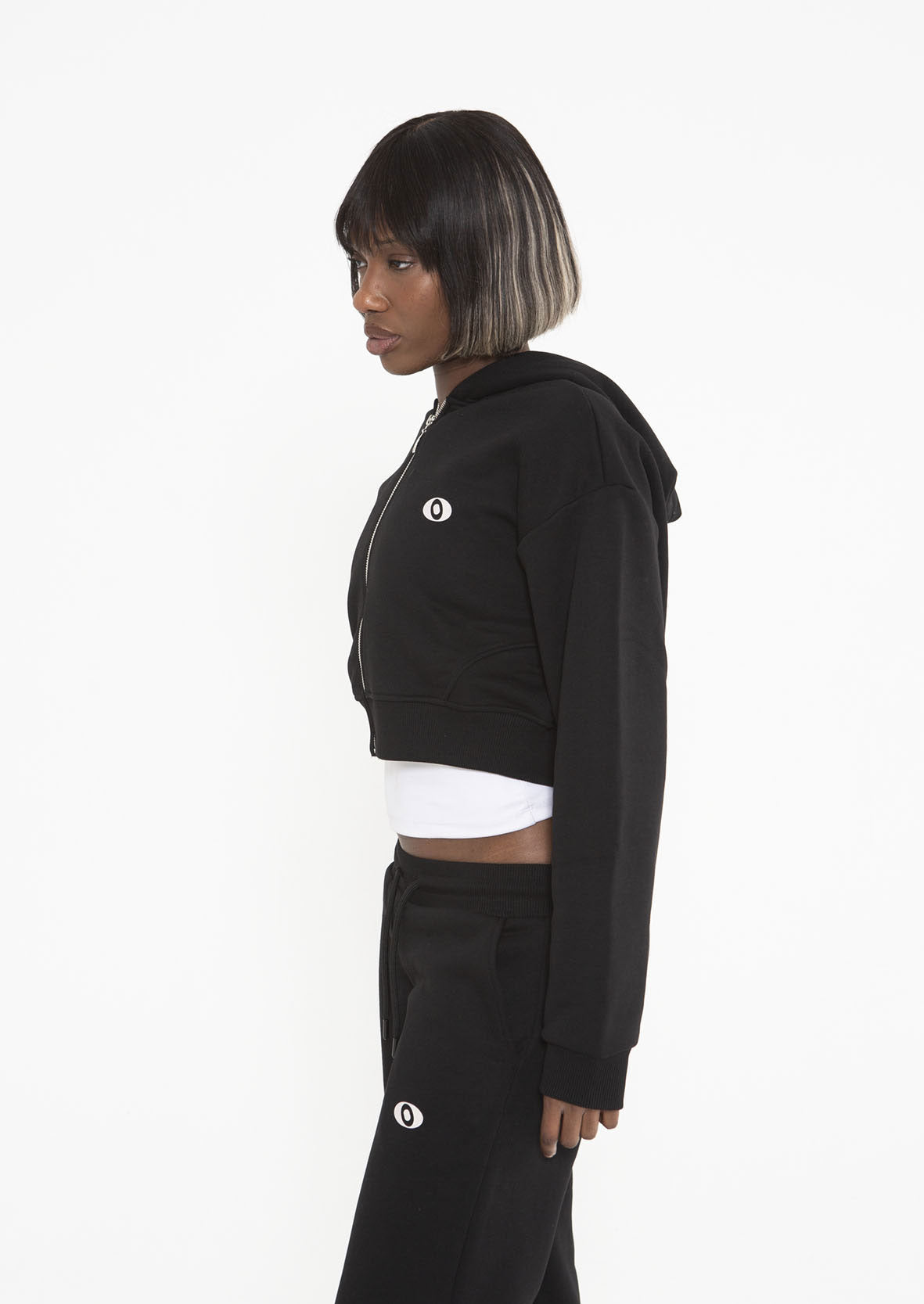REBEL CROP HOODIE - ONYX
